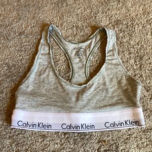 grey calvin klein sports bra